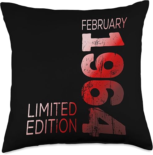 Since February Retro Vintage 1964 Limited Edition Month of February Year Retro Vintage 1964 Throw Pillow, 18x18, Multicolor