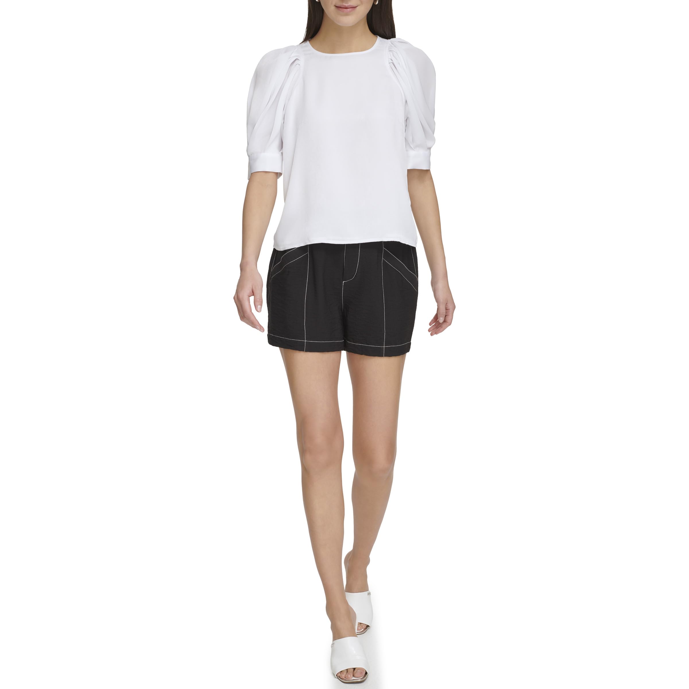 DKNY Damen 3/4 Sleeve Satin Blouse Blouse (1er Pack)