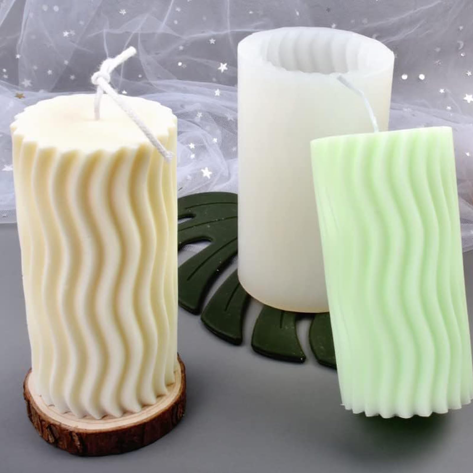 3 Moules à Bougie En Silicone - Formes 3D Tronc, Pour Bougies Artisanales, Savon, DIY | Réutilisables, Flexibles, Facile à Démouler