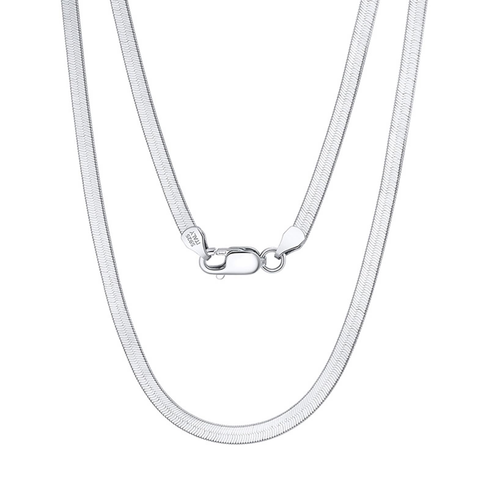 KnSam Cadena de plata 925 con colgante de serpiente de 4,5 mm de ancho, plata de ley 925, cadena para mujer, plata y oro, 40-60 cm, Plata esterlina, Sin circonita