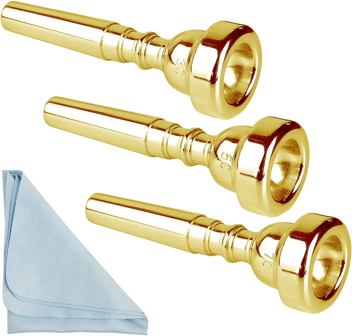 Gold Trumpet Mouthpiece 7C 5C 3C Trumpet Mouthpiece Set with Box Cleaning Cloth Compatible with Yamaha Bach Conn King Musical Instruments for Beginners and Professional Players 3Pack : Musical Instruments