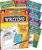 180 Days of Writing for K-6, Set of 7 Assorted Writing Workbooks, One Per Grade Level for Kindergarten through Sixth Grade (180 Days of Practice)