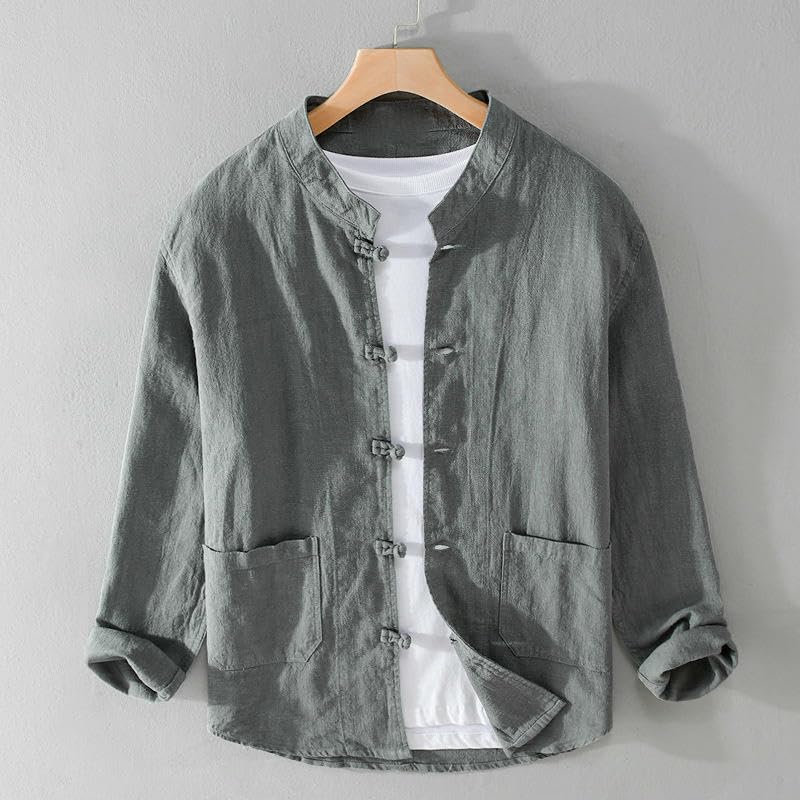 Chemise ramie style chinois pour un look d'été décontracté chic