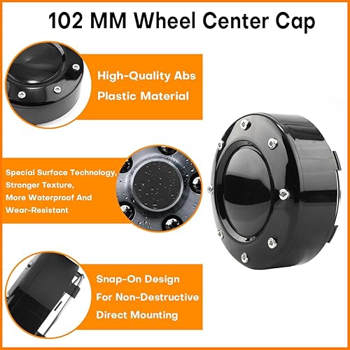 Miniatura 4 de GTownWorks - Tapones centrales de rueda de 4.016 in 4.02 pulgadas para 81232090F, 4 unidades, cubierta central negra de repuesto para llanta