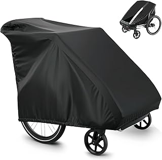 Fahrradanhänger Abdeckung aus Oxford Gewebe: WIYETY 420D Abdeckung für Fahrradanhänger, Wasserdicht, UV Schutz Abdeckung für Fahrradanhänger Hundeanhänger lastenanhänger, Schwarz, 84 x 140 x 99 CM