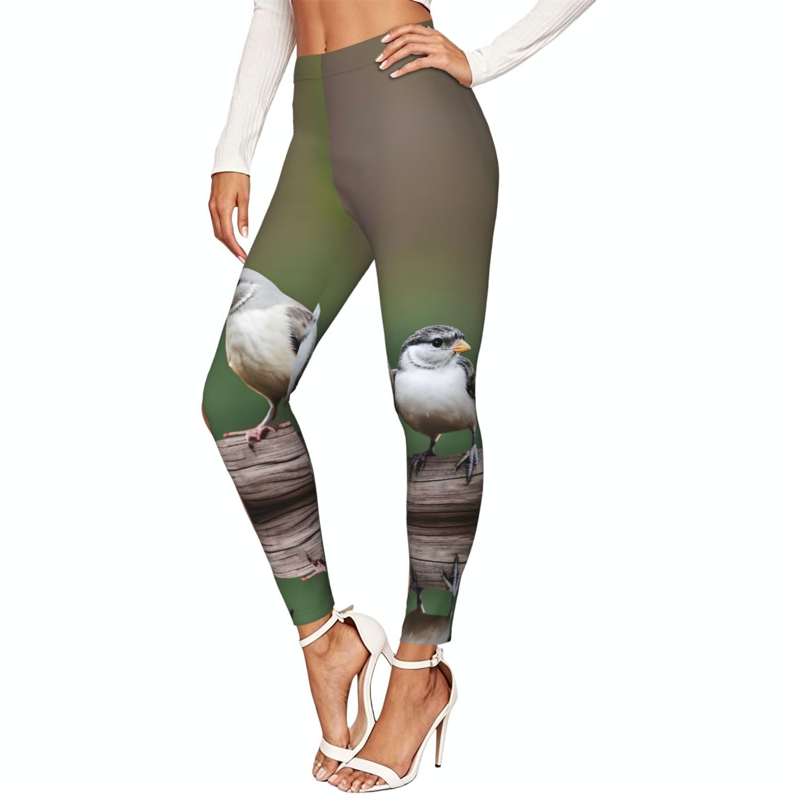 Leggings de compresión de tacto suave y elástico con diseño de tres pájaros 7