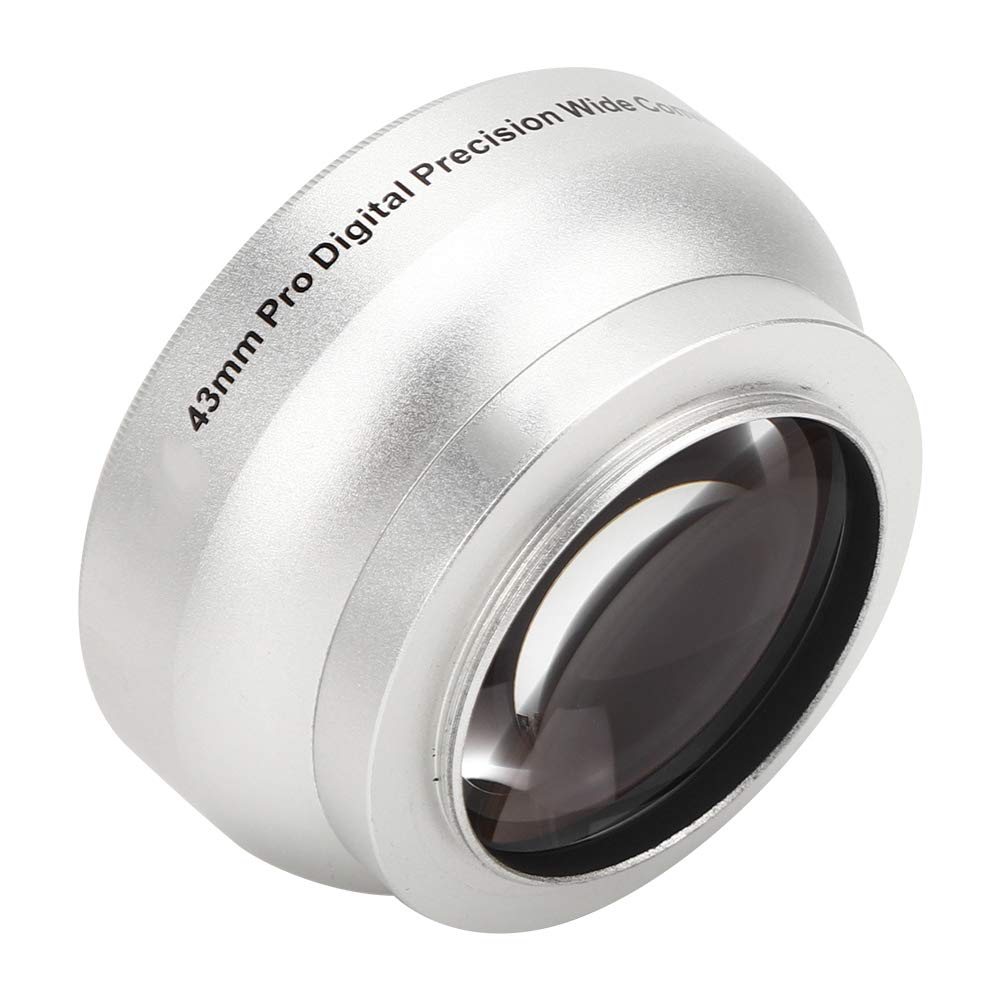 Lente per fotocamera angolare larga 0,45x, vetro ottico d'argento per obiettivi da 43 mm, costruzione in lega di alluminio, ingrandimento macro, rivestimento anti -riflettente