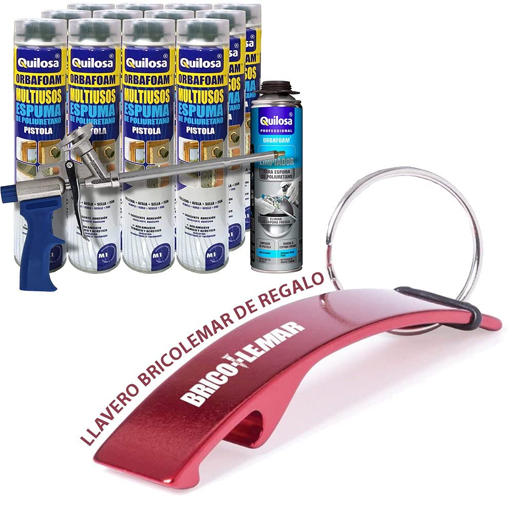 Pack Pistola Caliber 30 + 12 Botes Espuma Orbafoam 750ml + Limpiador 500ml + Llavero/Abrebotellas de Regalo (Pistola + 12 Botes Espuma + Limpiador + Llavero de Regalo)