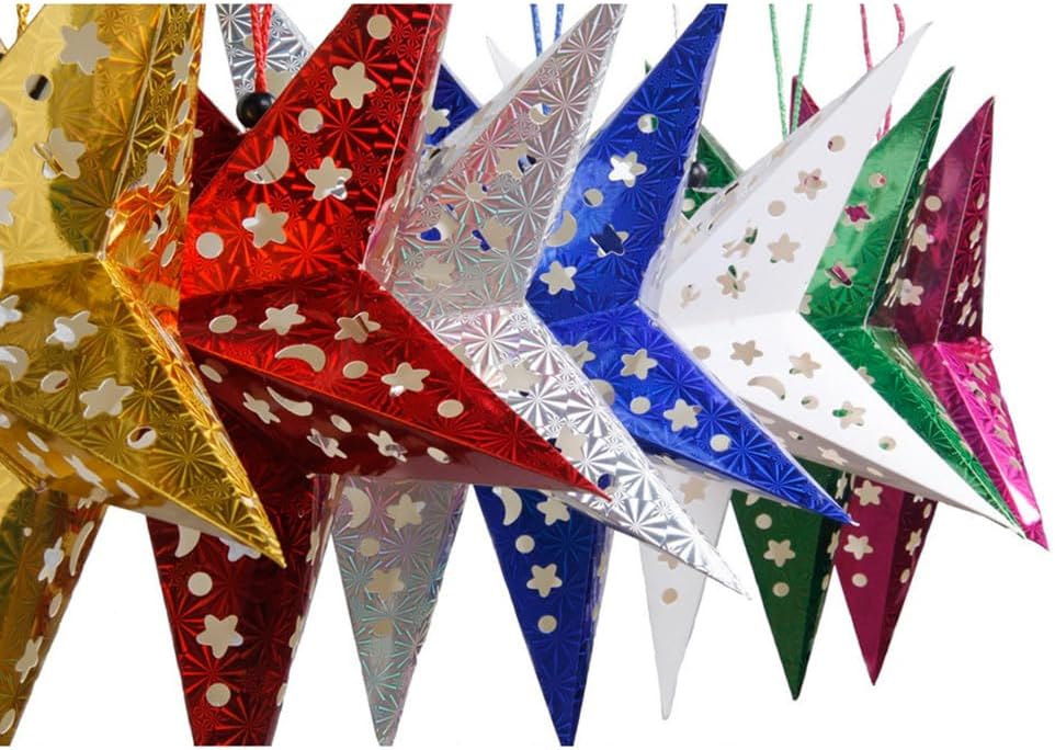Hanging Paper Star Lantern Ceiling Twinkle Pentagram Lampshade Christmas Wedding Party Ornament 30CM 5Pcs