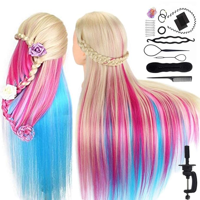 Mannequin Head with Hair, MYSWEETY 29 Inch Colorful Hair