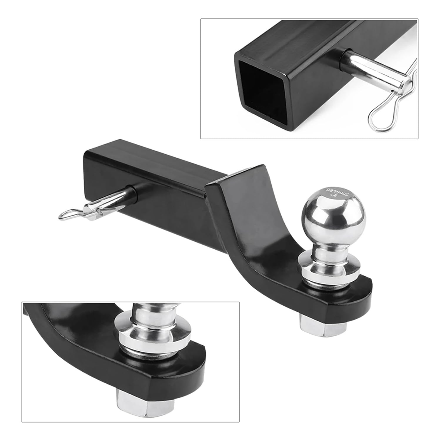 Enganche Remolque,Brazo de Remolque Soldado con rótula de 50 mm,Adaptador de Enganche de Remolque,para Todos Los Modelos De Vehículos(Capacidad de Carga máxima: 3500 kg)