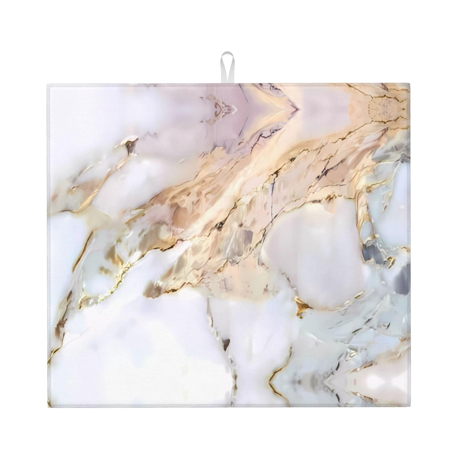 WHJSHOP Marble Prints Kitchen Drying Mat – Absorbent Dish Throw for Countertops, Quick-Dry Non-Slip Layer with Colorful Prints, Ideal Housewarming Gift