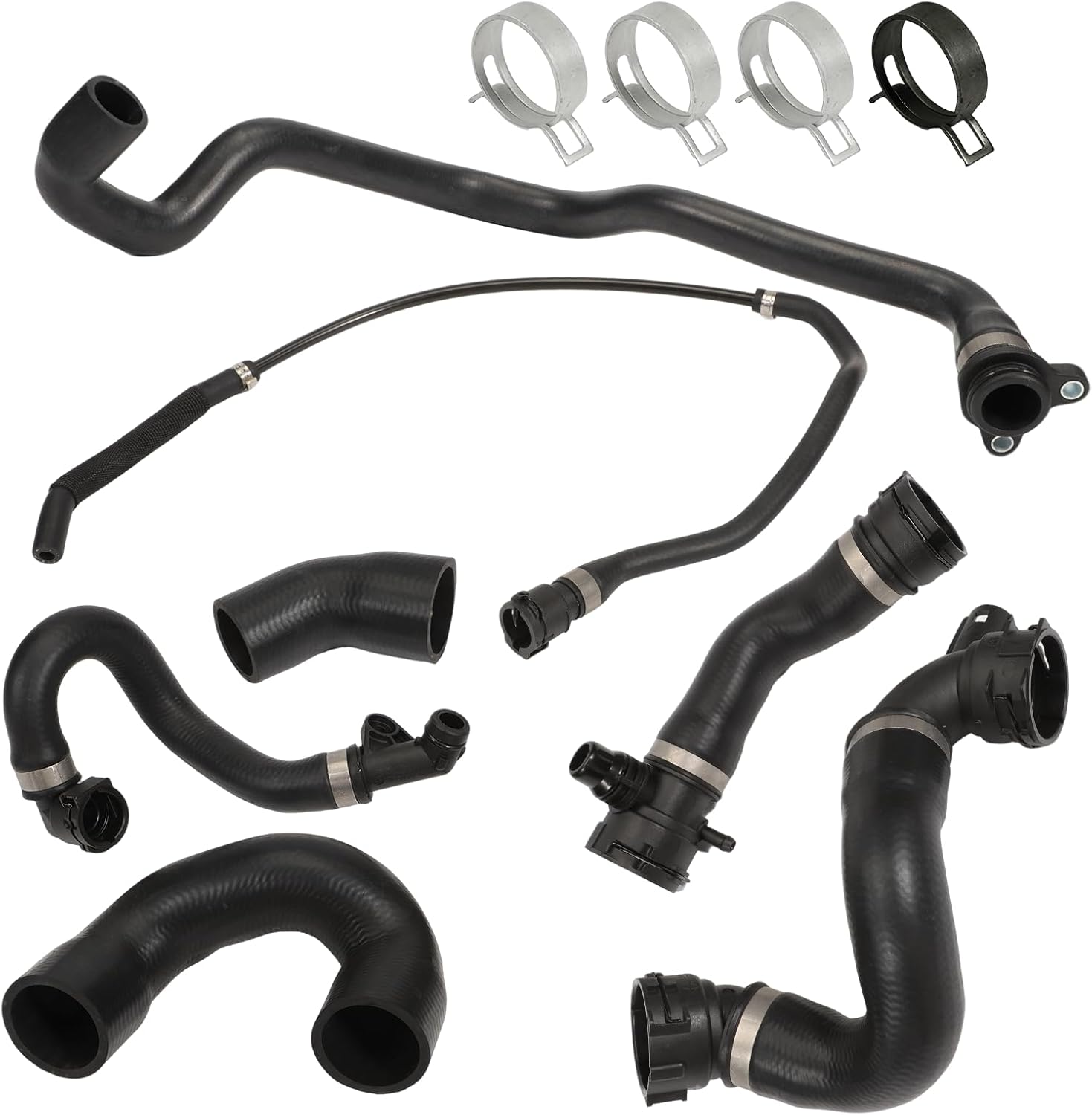 Radiator Coolant Water Hose Pipe Kit (7 Hoses) for N51B30A Engine 2007-2011 E90 128i 325i 328i 330i, Replace# 11537545890 1712761851 17117524710