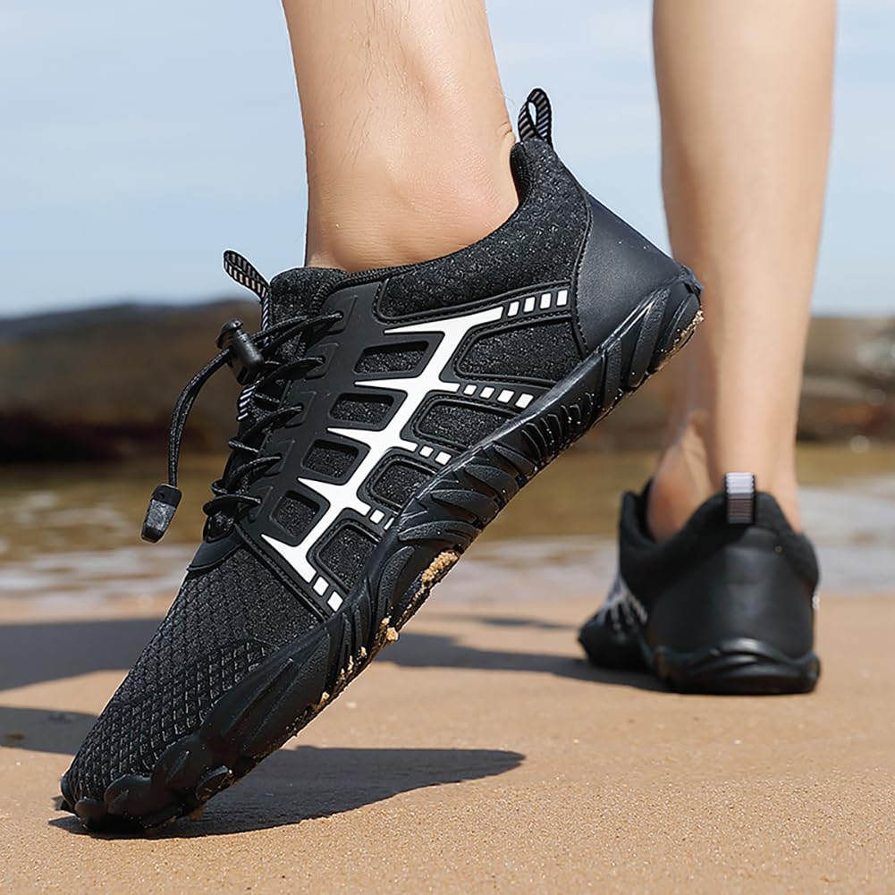 Wasserschuhe für Herren und Damen Schnelltrocknend mit Drainagelöcher rutschfeste Sohle 5-Zehen-Design für Strand Schwimmen Pool und Outdoor-Wanderungen