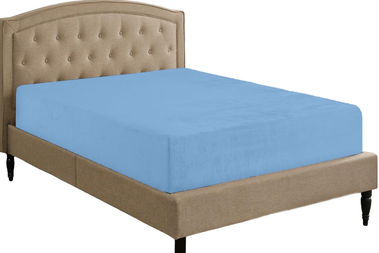 Teddy Fleece Fitted Sheet Extra Deep 30cm Deep Snugly Fit Around Your Mattress Soft & Cosy Warm Plush Fitted Bed Sheets (Blue, King)