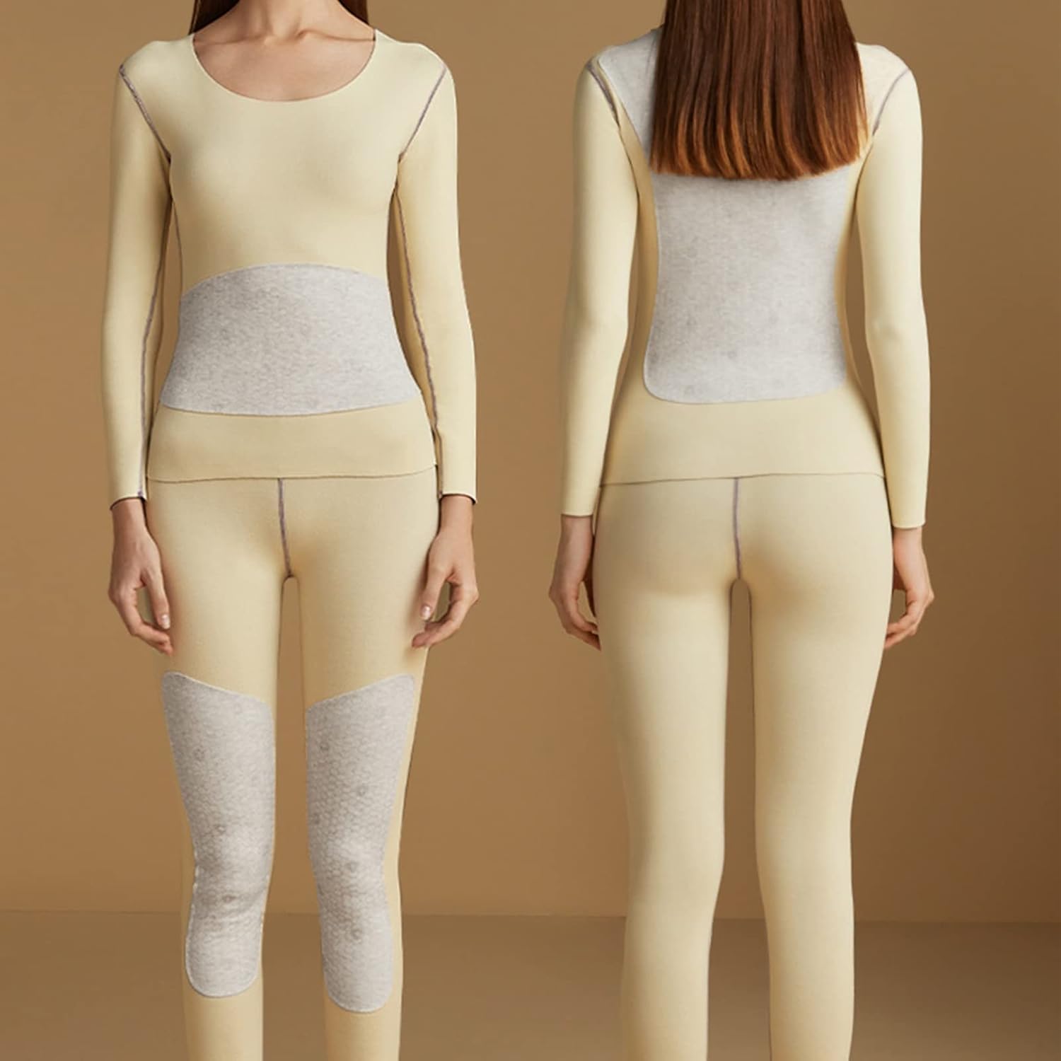 ANRIO Women Thermal Underwear Sets Long Johns with Fleece Lined Long Sleeves Base Layer Thermals Top and Bottom Set