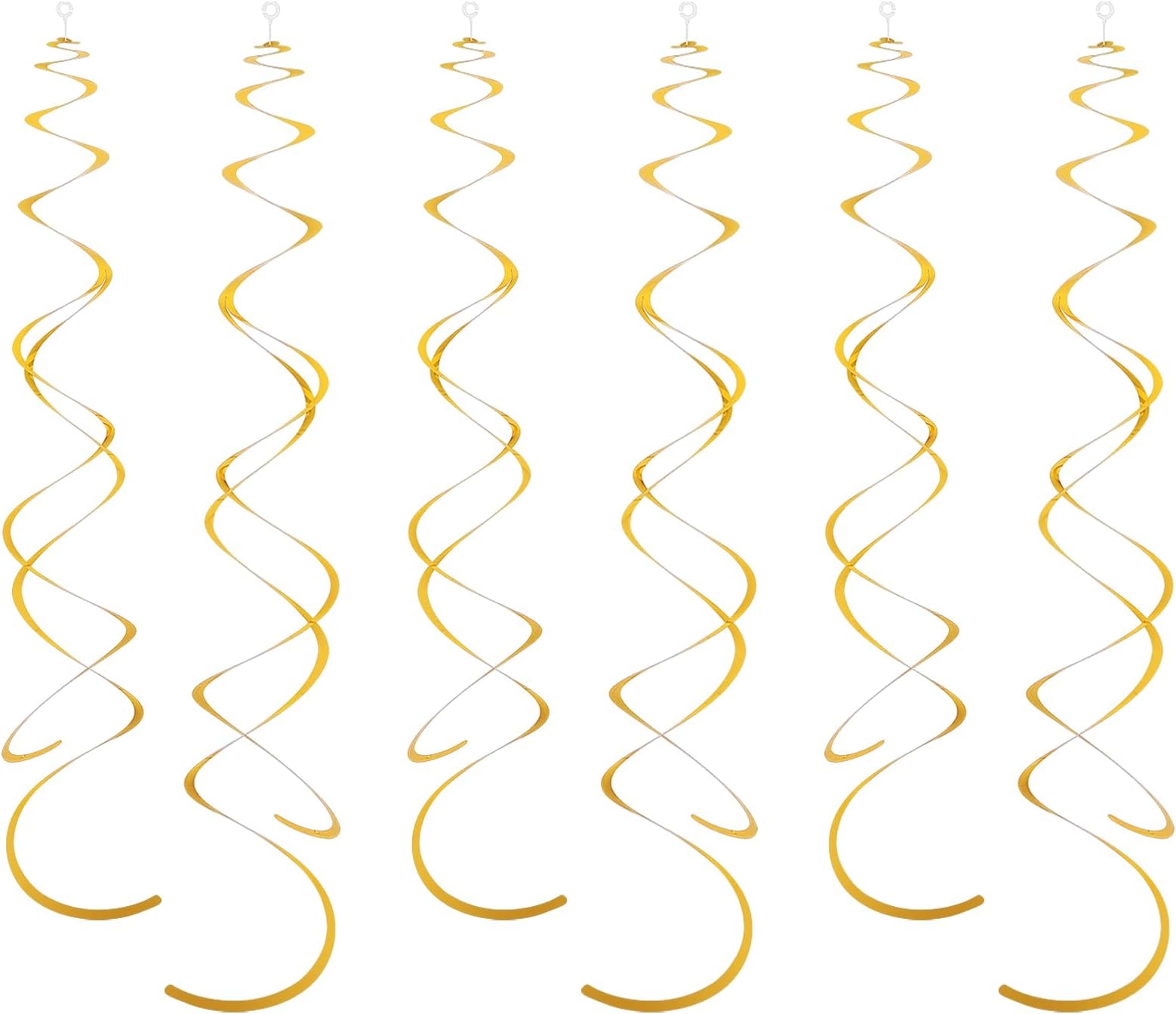 36 Pcs Gold Hanging Swirl Party Decorations Plastic Gold Streamers Swirl Spiral Ceiling Decorations Gold Birthday Streamers Decorations for Party Birthday Wedding Anniversary Christmas(Gold)