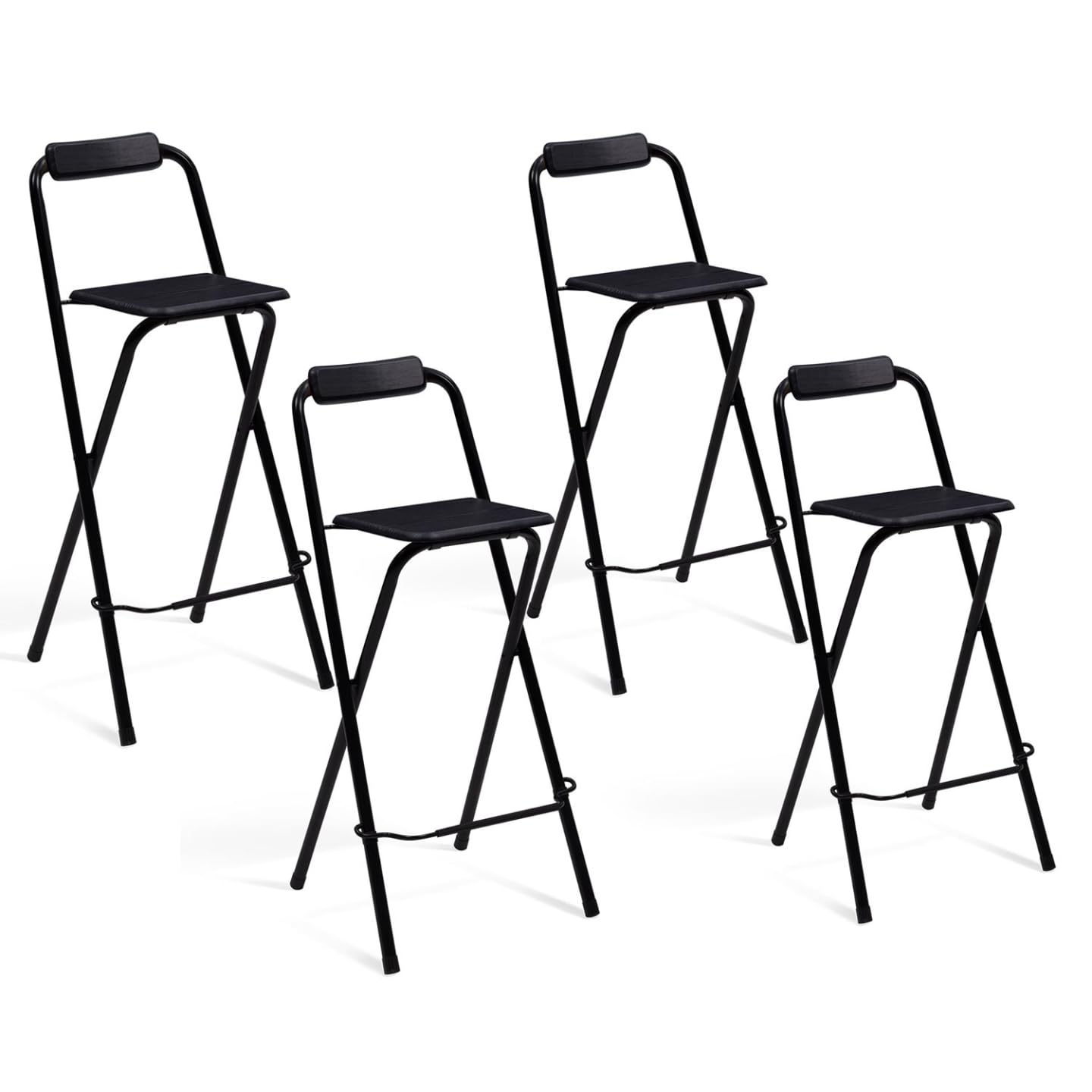 IDMarket – Juego de 4 taburetes de bar plegables DELSON negros