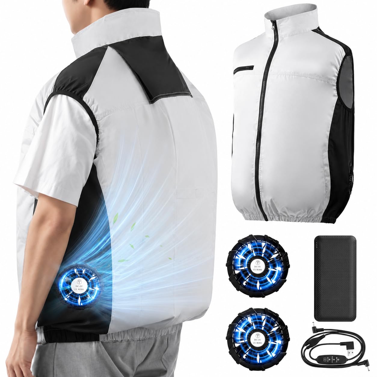 CoreFun 空調服 2XL ホワイト Amazon.co.jp: [CoreFun] 空調作業服 ファンバッテリーセット 強力