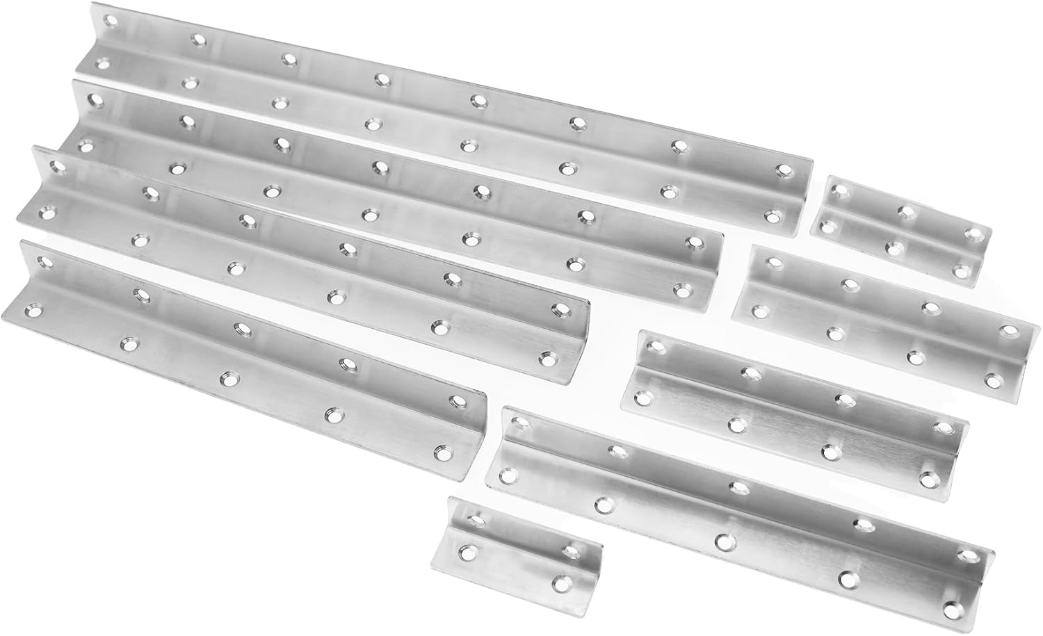 Stainless Steel Corner Brace,ULIFESTAR Heavy Duty L Brackets,Joint Fastener Brackets,Silver Shelf Bracket,Metal 90 Degree Angle Brackets for Wood Furniture,Shelves,Cabinet 375*27mm/14.76*1.06''2 PCS