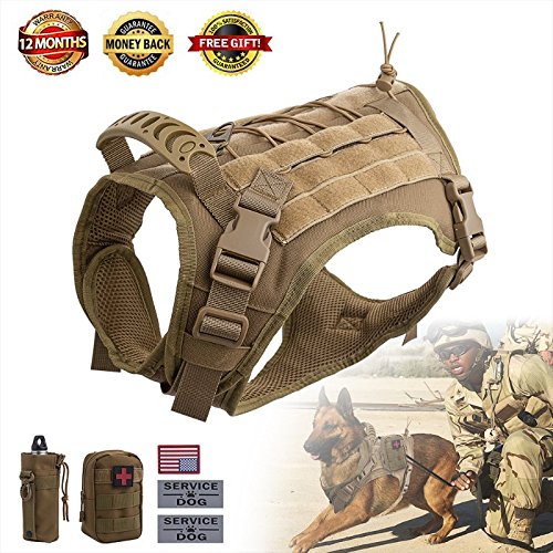 Hanshengday Tactical Dog Vest-Training Molle Harness-Tactical Dog Backpack-Pet Tactical -Vest Detachable Pouches-Relective Patches¡­
