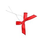 AKLVBL 50 Pack Red Satin Ribbon Twist Tie Bows for Treat Bags, Gift Bags, Bakery Candy Bags and Package Decorating Ribbon Bow, Bowknot for Gifts
