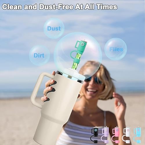 Miniatura 3 de Paquete de 12 popotes y fundas de repuesto para vaso Stanley Adventure de 40 onzas, popotes de silicona reutilizables con cepillo de limpieza,