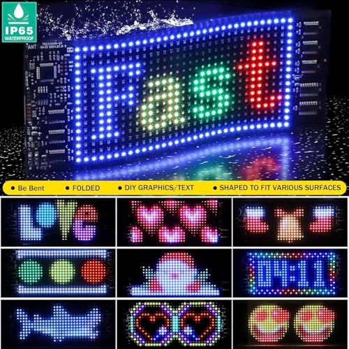 Image of UBH Devil Eyes for Cars, 2.8 * 6.8 inch /70 * 173mm DIY Car Dynamic LED Smart Colorful Eye Lamp, Programmable Flexible Car Window Display Screen Panel, Soft Screen with Smart APP Control