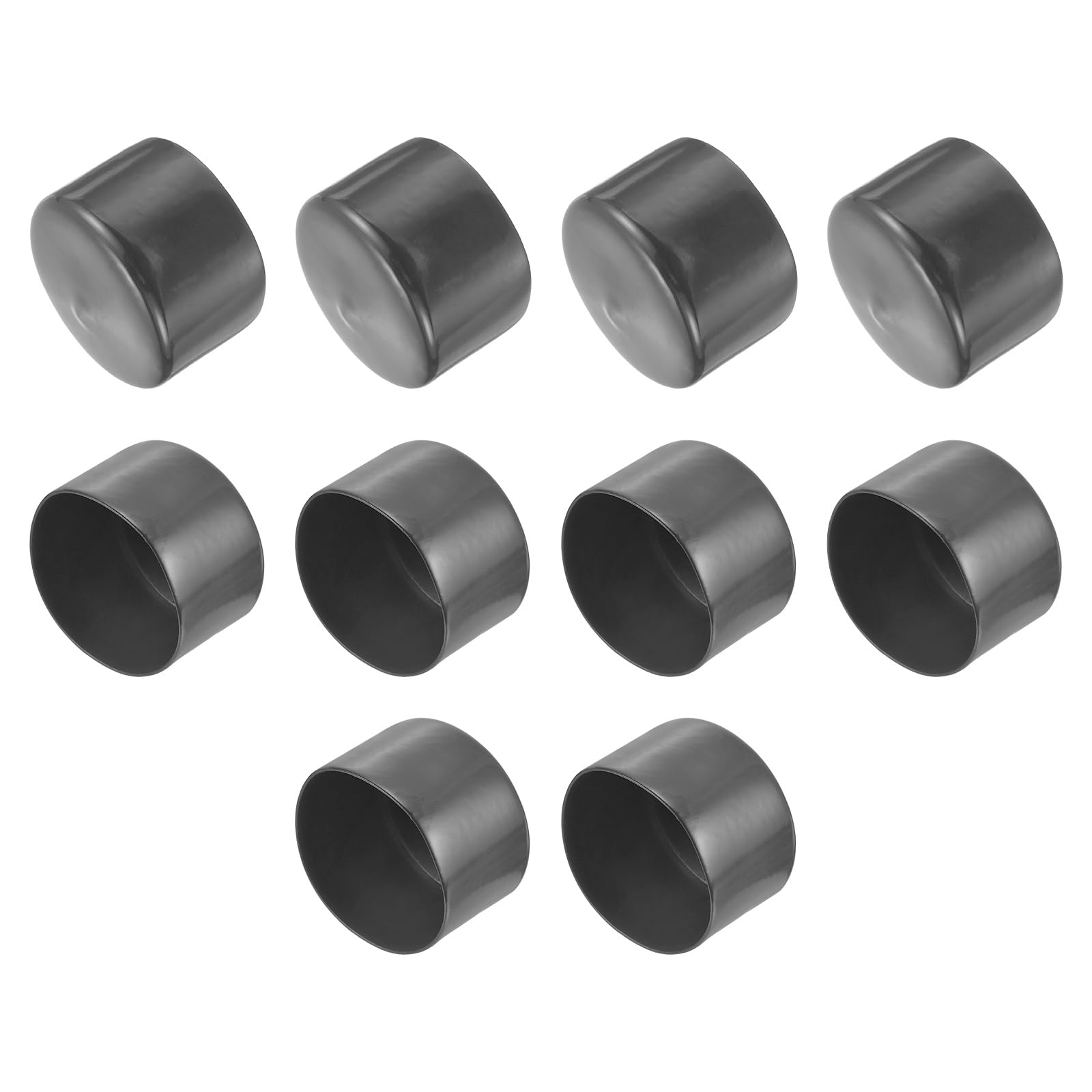 uxcell 10pcs Rubber End Caps 75mm(3") ID Vinyl Round End Cap Cover Screw Thread Protector Dark Grey