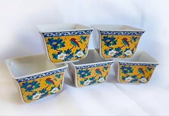 高級 美品 九谷焼 正峰窯 黄地花鳥 金彩 小鉢揃 4枚セット 角鉢 青粒鉄仙 Amazon.co.jp: 九谷焼 第一陶器 第壱陶器 黄地花鳥 小鉢 5枚