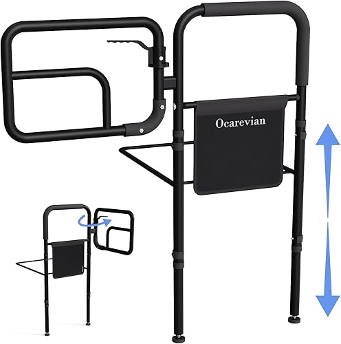 Rieles de cama ajustables para adultos mayores, rieles de seguridad para cama con bolsa de almacenamiento, se adapta a camas King Queen Matrimonial