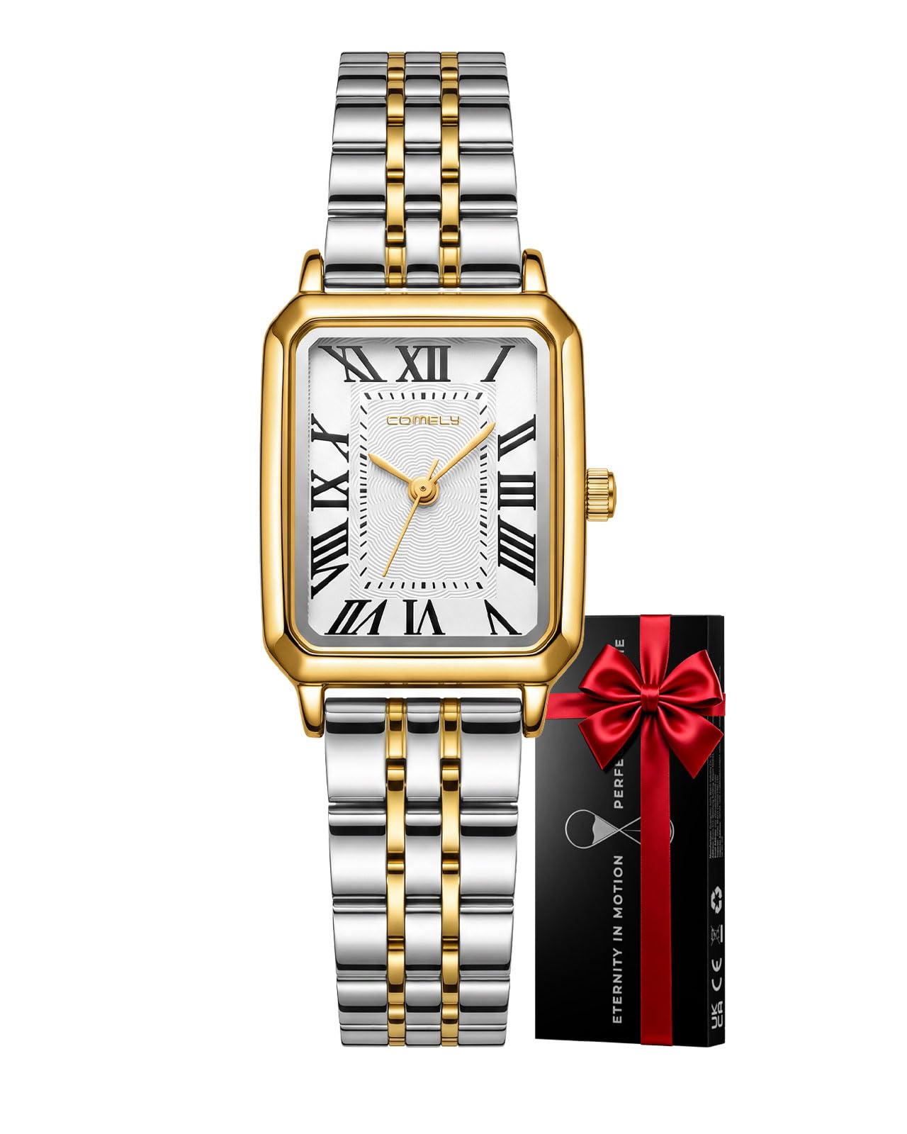 CIVO Vintage Damenuhr Klein Analog: Rechteckig Wasserdicht Edelstahl Uhr | Leichte Gold Silber Römische Zahlen Quartz Kratzfest für Moderne Frau - Klassisches Geschenke für Beruf und Alltag
