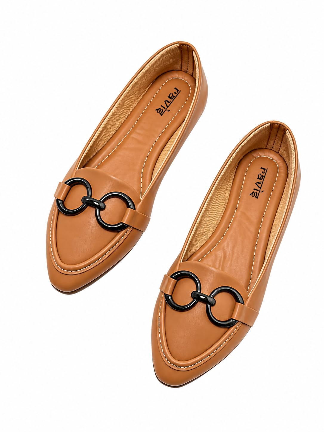 ravis Women’s Horsebit Detail Almond-Toe Loafers | Stylish Slip-On Casual & Office Shoes-picture-31