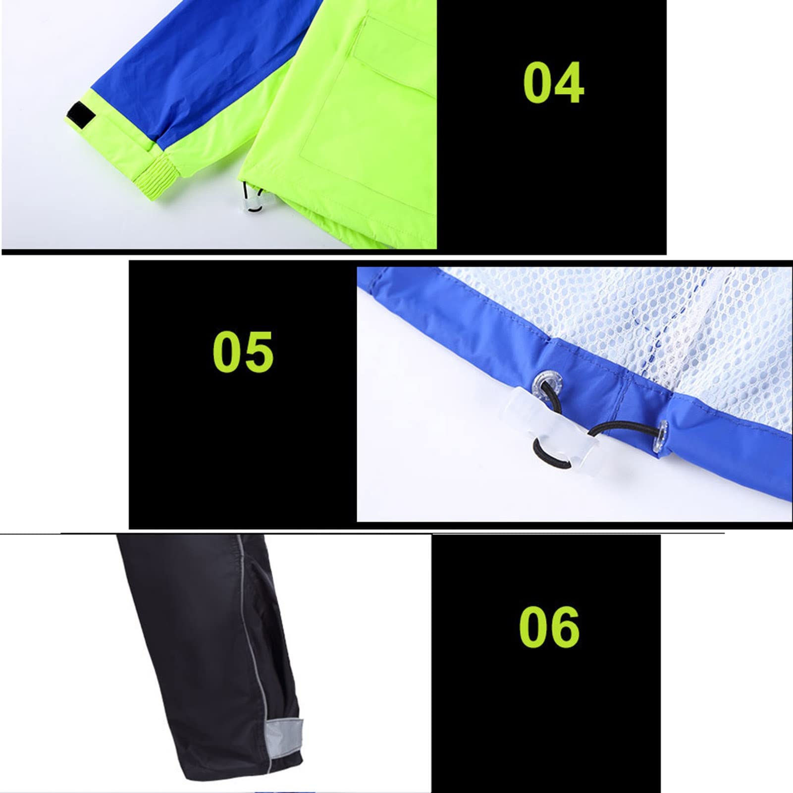 Uomo Giacca da pioggia in bicicletta, impermeabile antivento (giacca di ingranaggi a pioggia e tuta pantaloni, impermeabile, traspirante per escursioni, viaggi, all'aperto, camping - M/l/xl/xxl/3xl