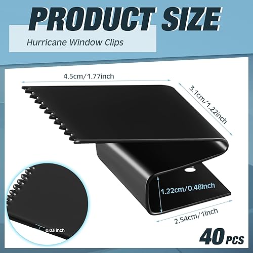 Vista 2 de Dunzy Paquete de 40 clips de ventana de huracán para ventanas de 1/2 pulgada de grosor, acero al carbono, clips reutilizables para ventanas