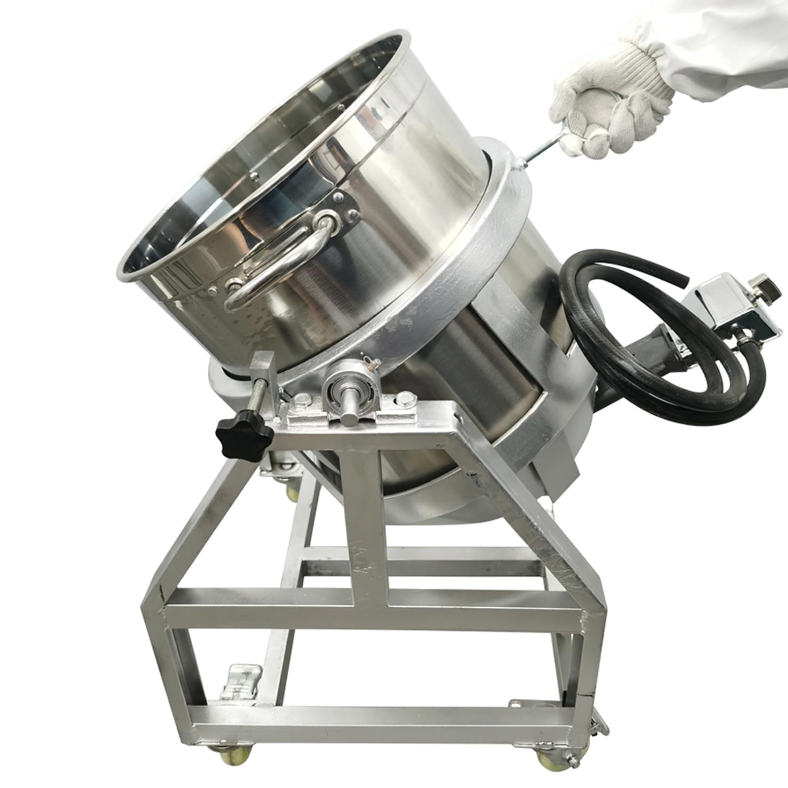 INTSUPERMAI Heating Mixing Machine Commercial Cooking JKettle Heating Stainless Steel 50L Commercial Sauce Heat Blender Gas-cooking Mixer Tomato Paste Chilli Sacuce Mixing Machine 110V