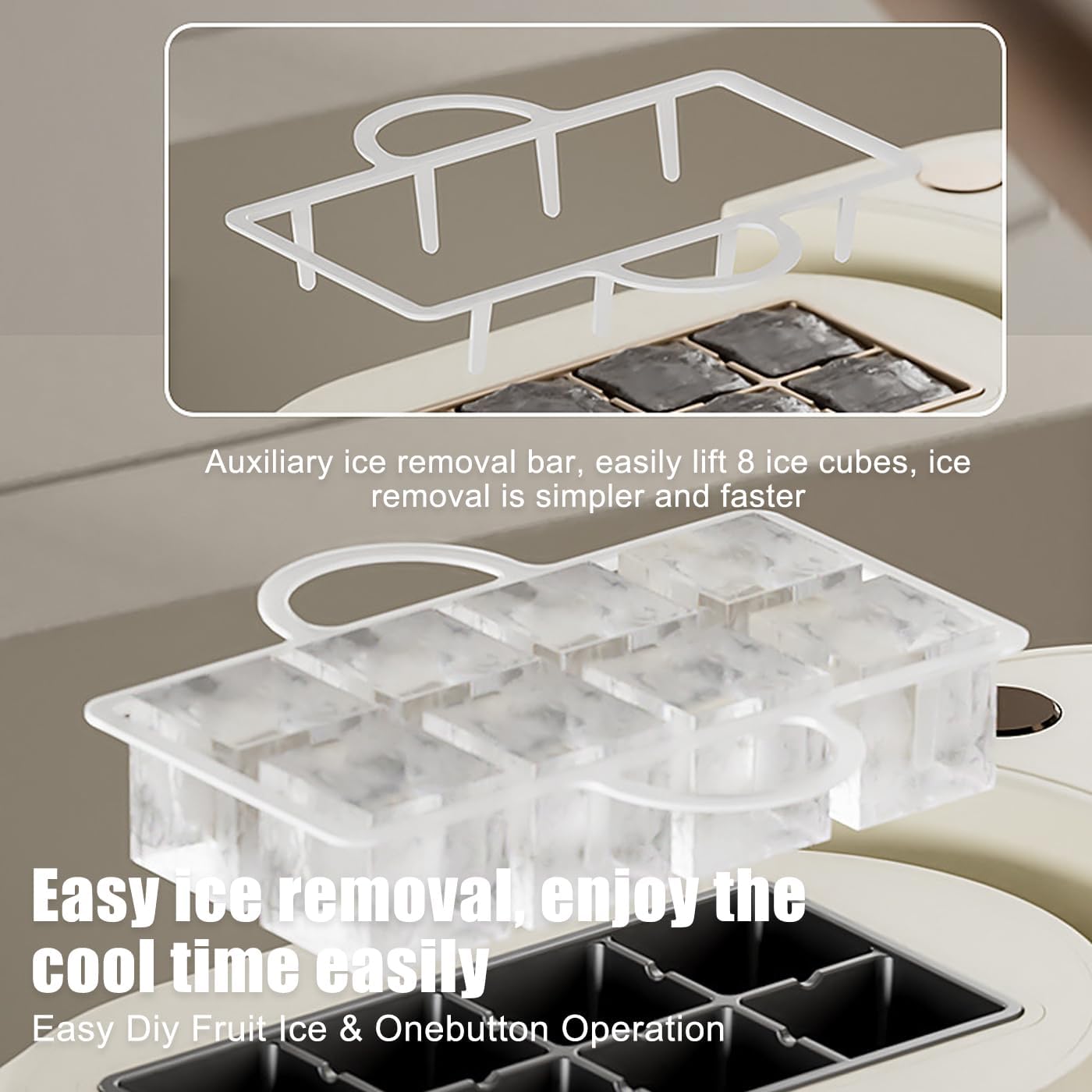 Ice Maker Machine,Mini Ice Maker Machine Countertop for Home Office, Ice Ready in 10 Mins, Low Noise & Energy Saving, Portable Small Clear Ice Cube Maker (White Standard)