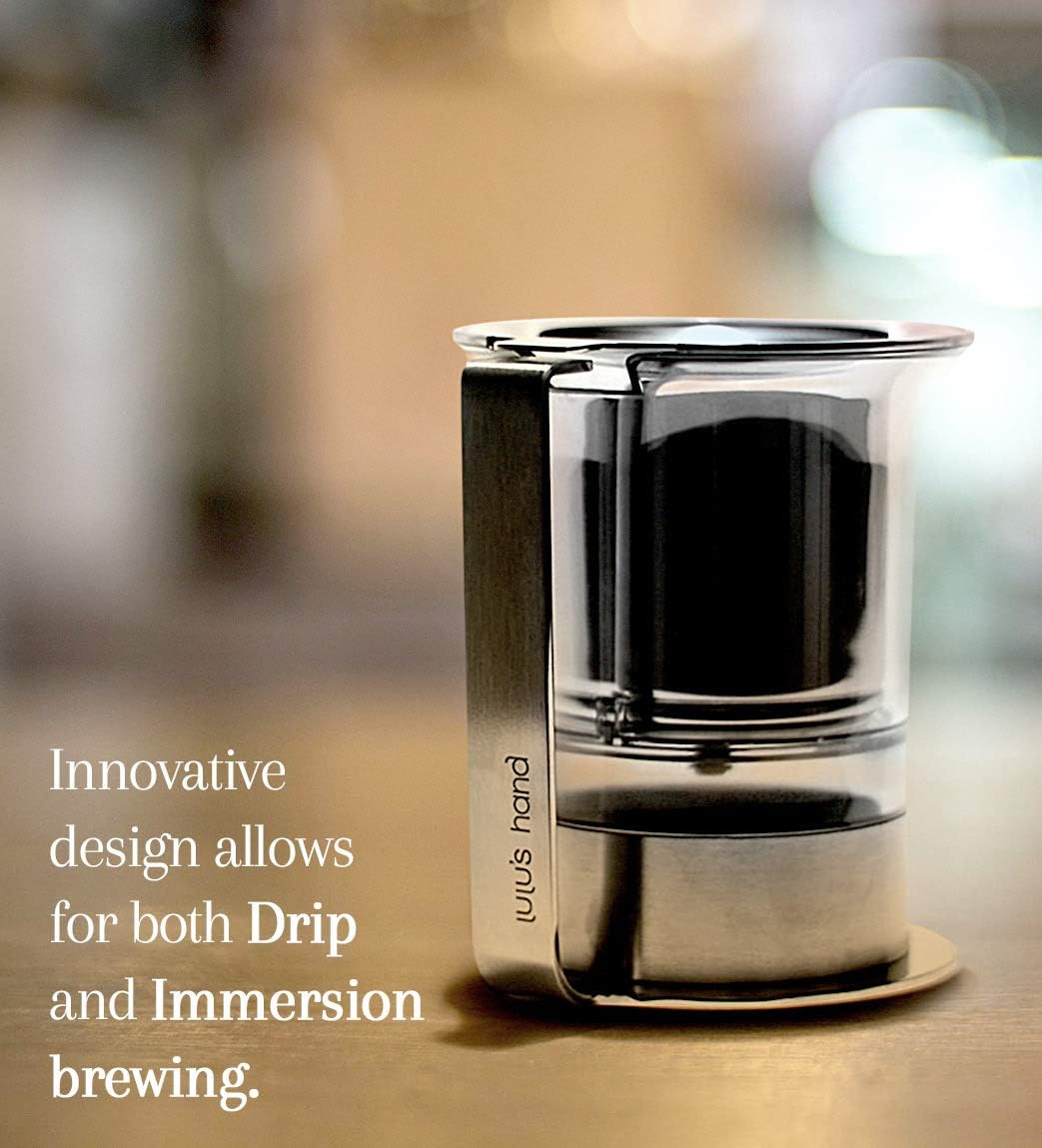 Lulu’s Hand Coffee Maker - 2-in-1 Pour-Over Coffee Kit for Drip and Immersion Brewing - French Press Alternative - Make Fresh, Flavorful Coffee in Less than 5 Minutes