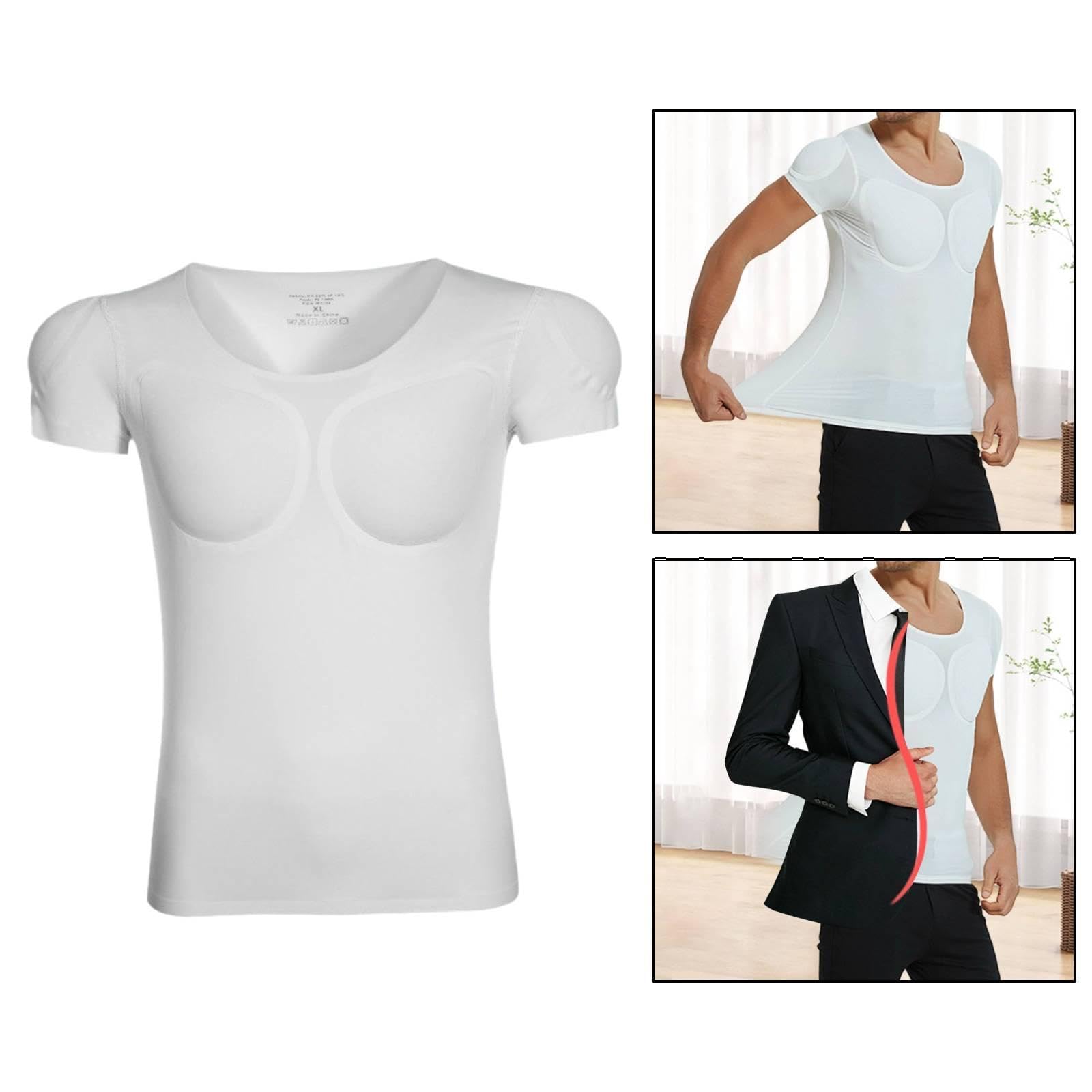 Milageto Camiseta con músculos falsos para hombre, divertida camiseta con músculos acolchados para interiores y exteriores, Mangas Cortas, S