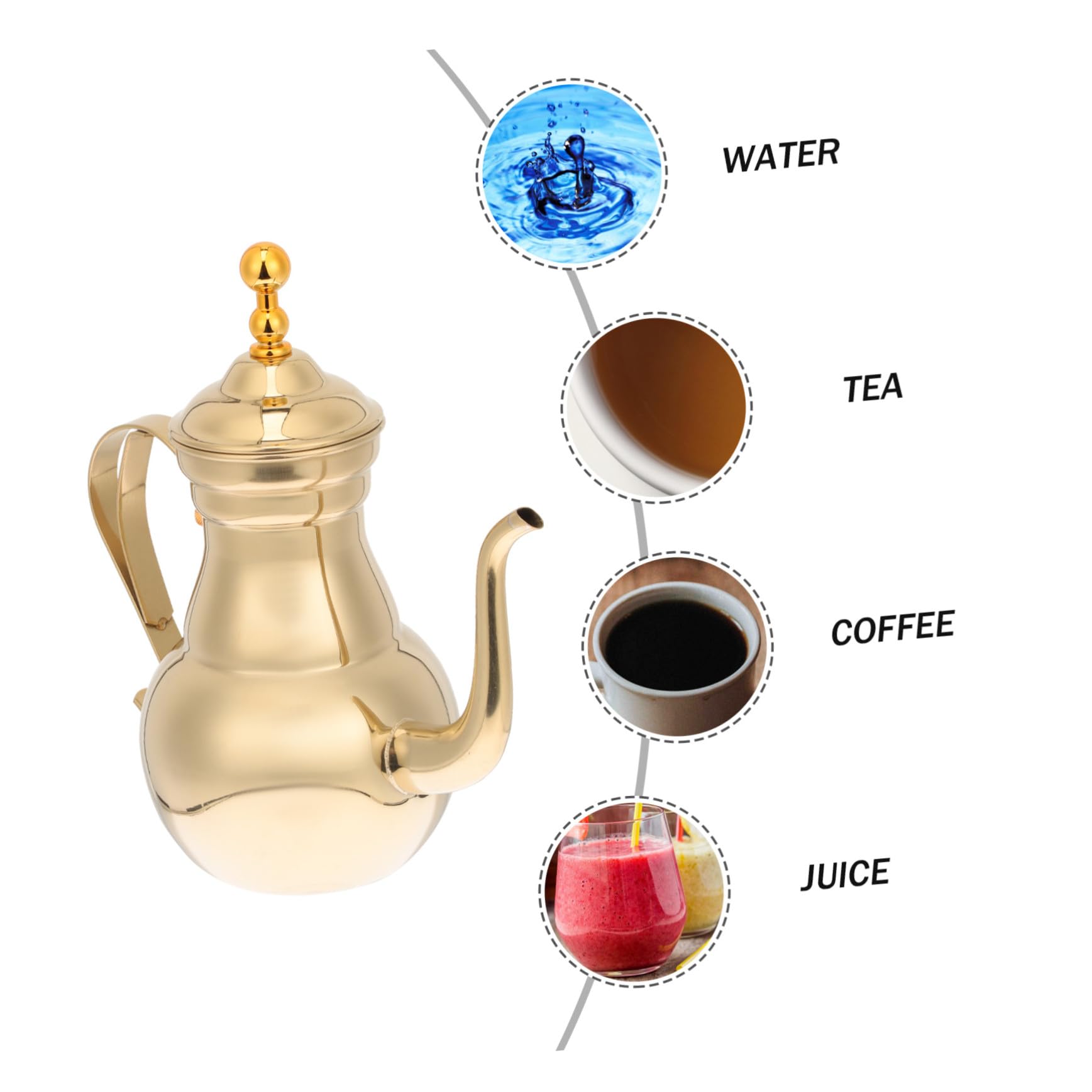 TOYANDONA Caffettiera in Acciaio Inox Oro con Filtro, Beccuccio