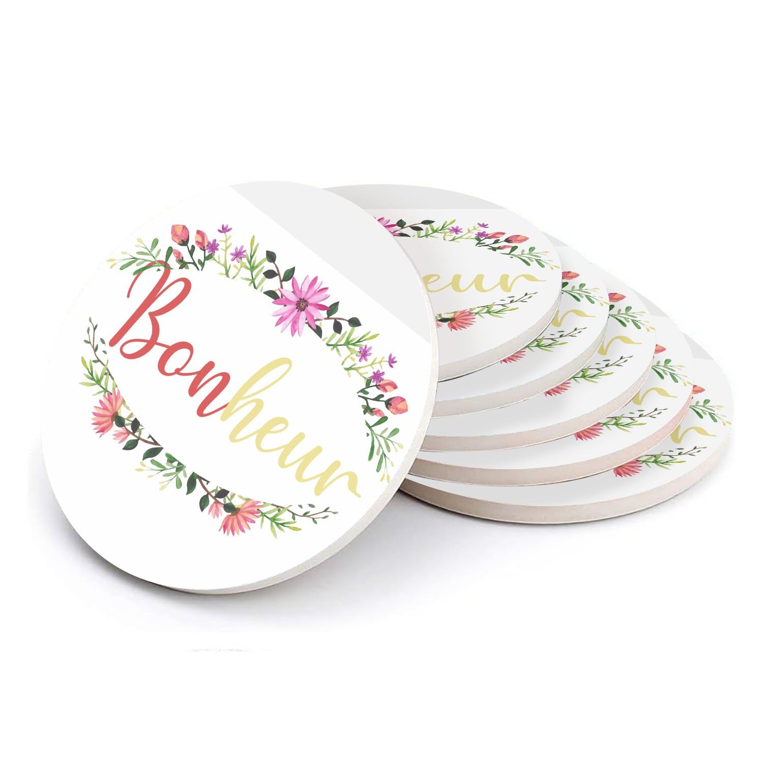 Sous-verre ronds en céramique de qualité supérieure motif calligraphie