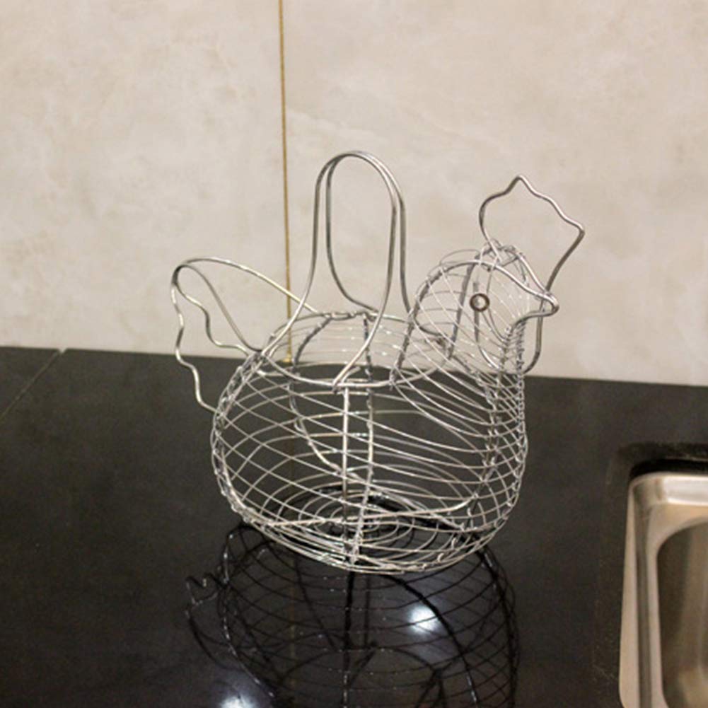 En forma de pollo cromado alambre huevo portacestas