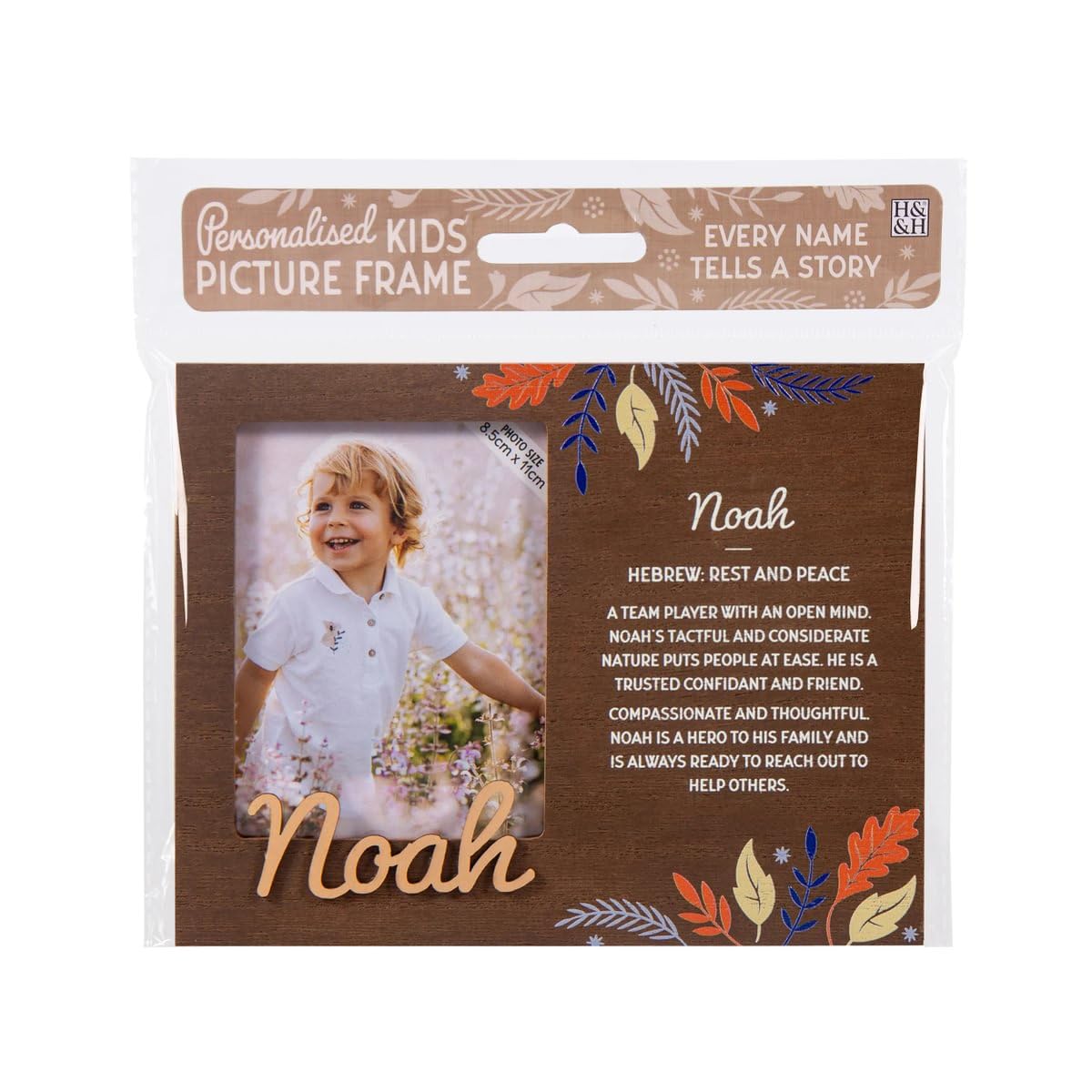 B&Q -  Pre-Personalised Picture Frame With Child's Name And MeaningNoahFor 8.5 X 11Cm PhotoOver 90 Titles Available