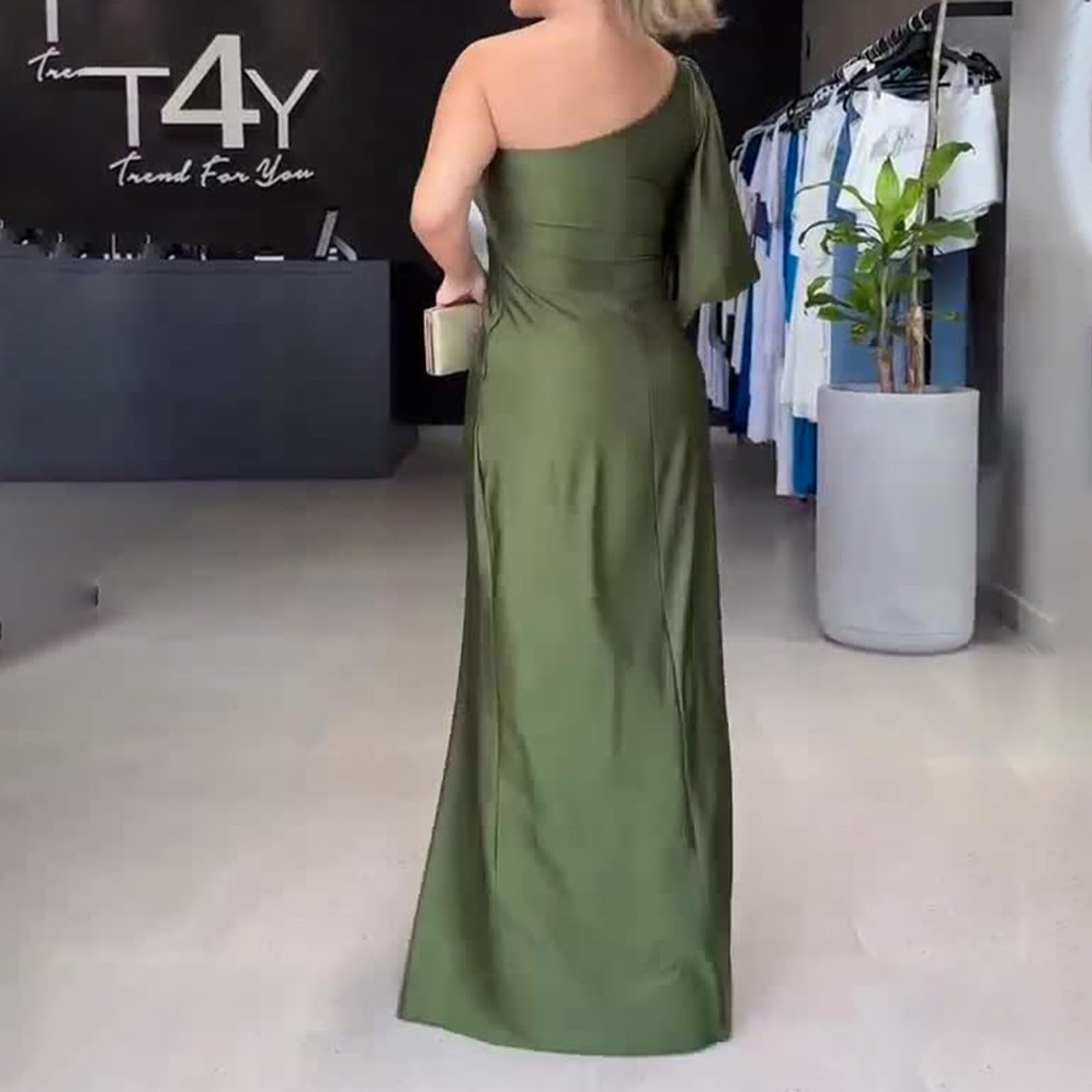 Tunique rouge à une épaule en satin robe de bal à manches longues robes formelles avec fente plissée une ligne soirée robes festives pour femme mariage