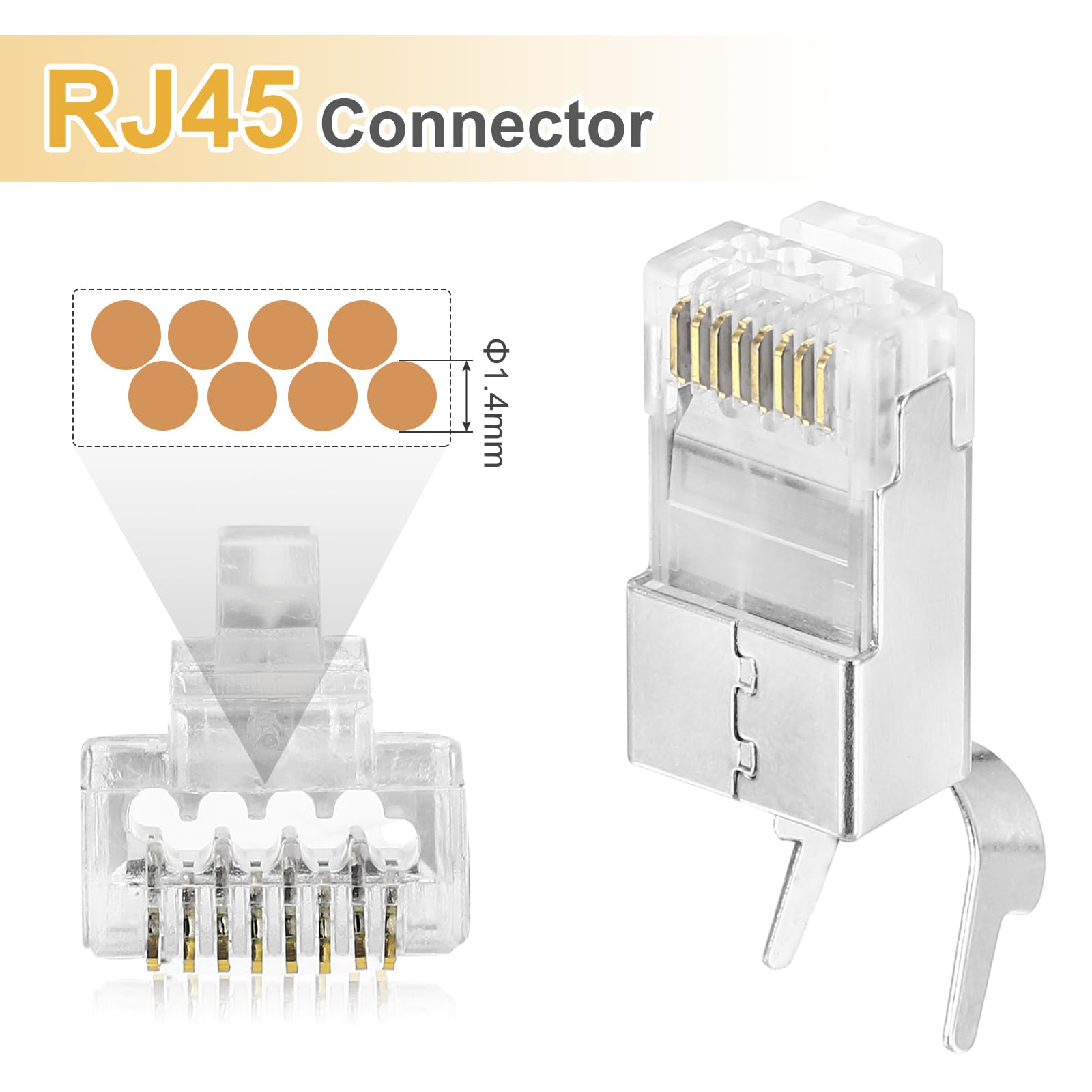 MECCANIXITY 30 connettori CAT8 RJ45, RJ45, STP/FTP 8P8C, placcati in oro, con 30 connettori blu e passacavi per cavo Ethernet 23AWG