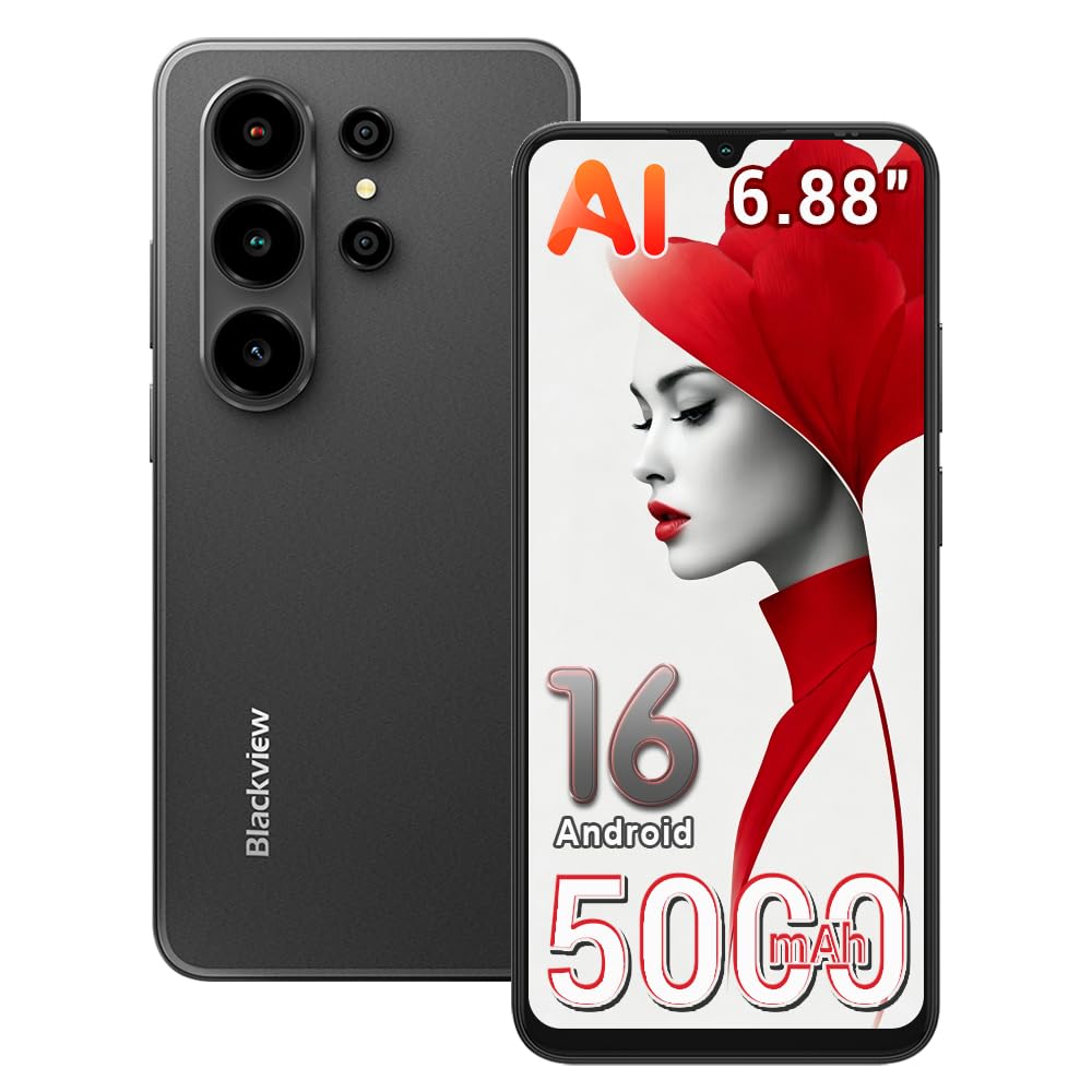 Blackview Wave 10C Android 16 Smartphone sbloccato AI, 16GB+32GB/1TB TF Telefono Cellular Economici, Fotocamera AI 32MP+13MP, 5000mAh, 6.88" HD+, 4G LTE/WiFi 5/GPS/OTG/FM/Custodia inclusa,Nero
