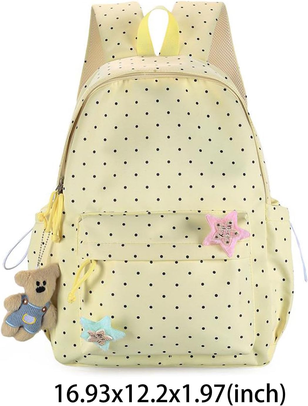 hibear Polka Dot Backpack for Women Nylon Waterproof Backpack Trendy Cute Travel Aesthetic Rucksack Kawaii Backpacks (yellow) - Image 6