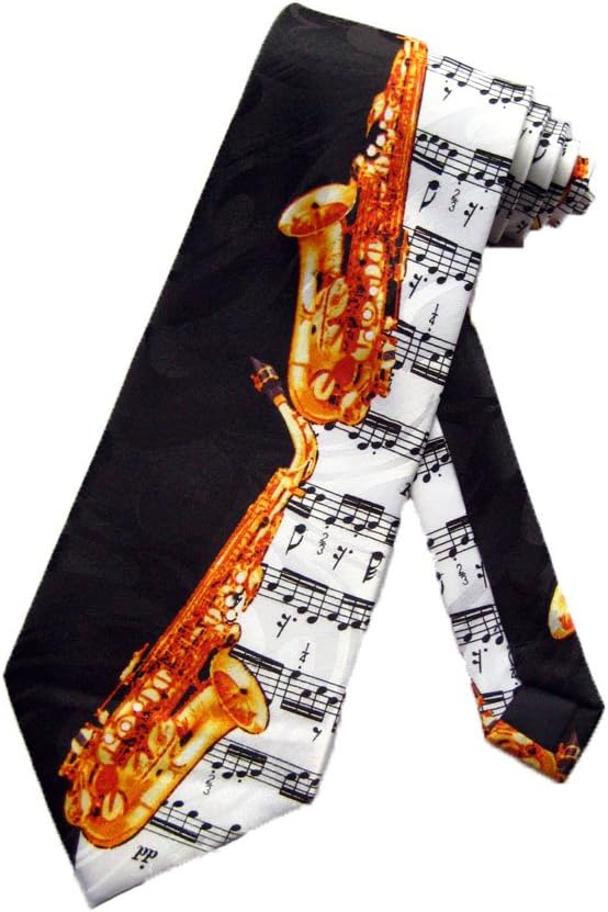 Steven Harris Mens Alto Saxophone Necktie - Black - One Size Neck Tie