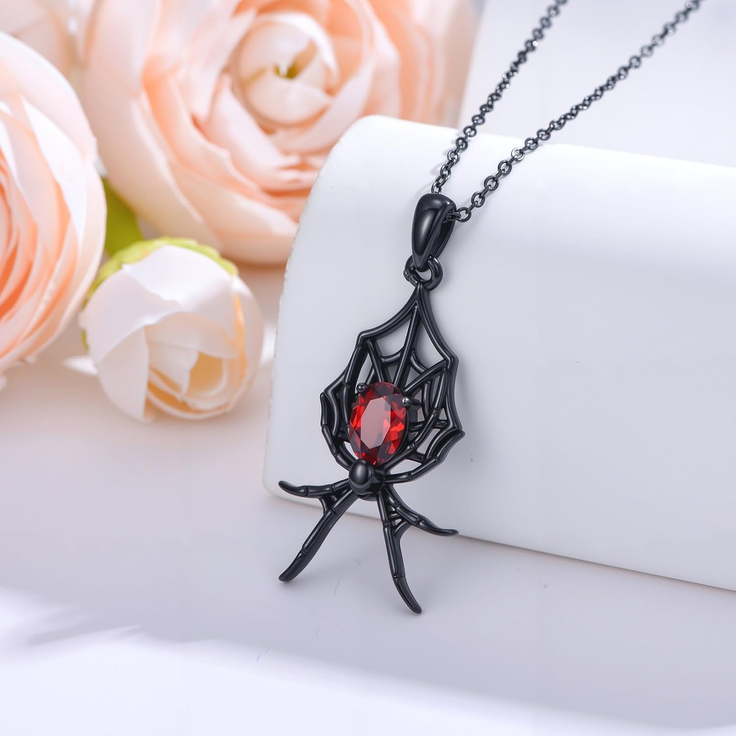 Natural Garnet Spider Pendant Necklace for Women 925 Sterling Silver Genuine Garnet A Commemorative Gift for Her - Image 2