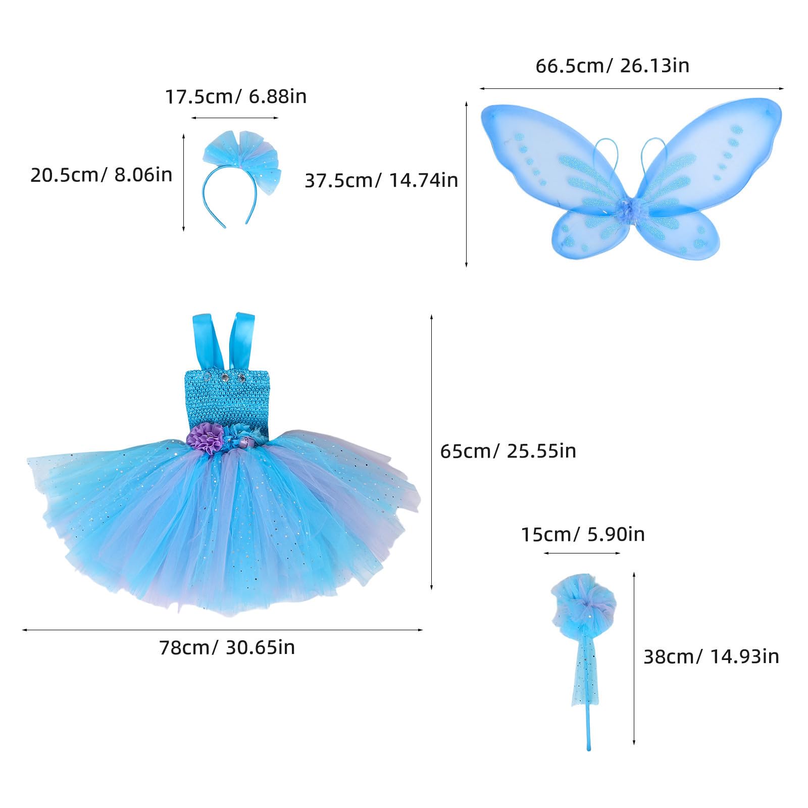 Tüll Feenkostüm für Mädchen mit Schmetterlingsflügeln und Tutu Rock Bezauberndes Fotografie cosplay Outfit für Geburtstag Karneval und Festlichkeiten Passend